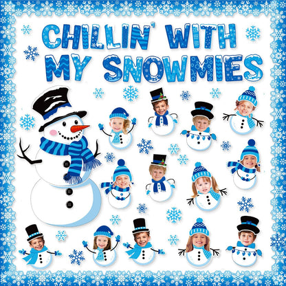 79 Pcs Winter Bulletin Board - Snowman Decorations DIY Photo Wall