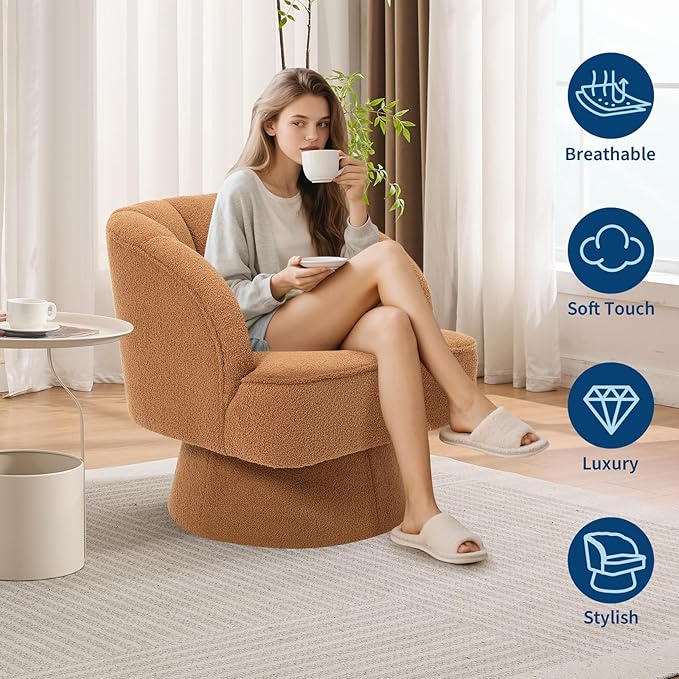 Garvee Ultra-Plush Swivel Accent Chair, 360° Barrel Lounge Chair