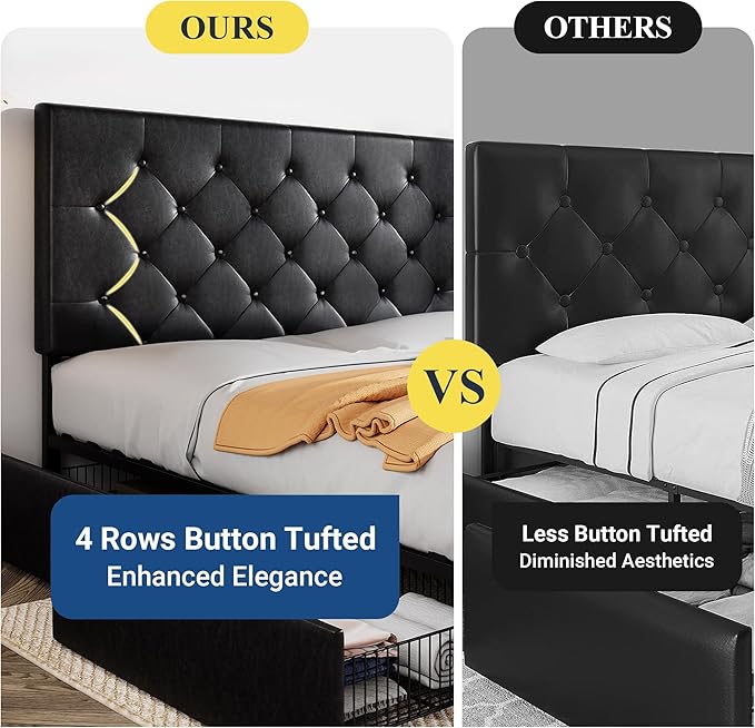 Allewie Upholstered Queen Size Platform Bed Frame