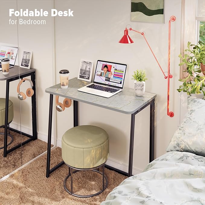 WOHOMO Small Foldable Computer Desk Writing Study Desk Easy Assembly
