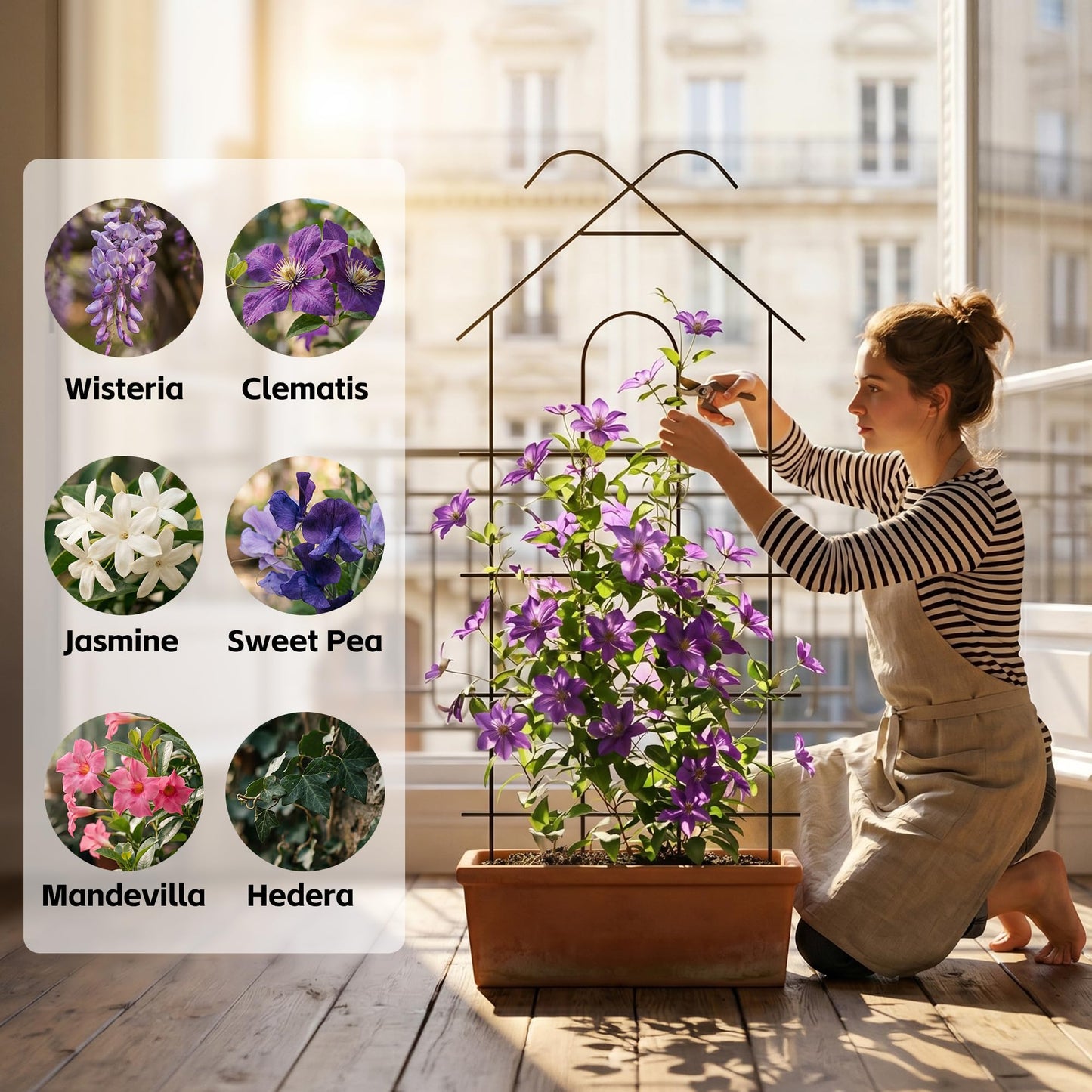 ARIFARO 40" Metal Garden Trellis for Climbing Plants, 4 Pack Large Plant Trellis for Potted Plants, Indoor Outdoor Black Garden Trellis for Vines, Cucumbers, Flowers, 16.5" Wide