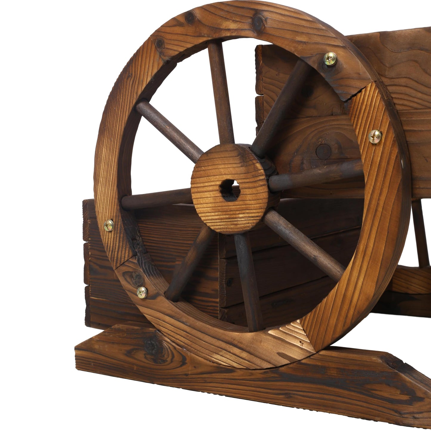 Lunanniu Wooden Wagon Wheel Planter Rustic 2 Tier Flower Box Outdoor Garden Cart Decorative Fir Wood Plant Holder Patio Yard Display Stand Rectangular Tiered Flowerbed Balcony Plant Stand