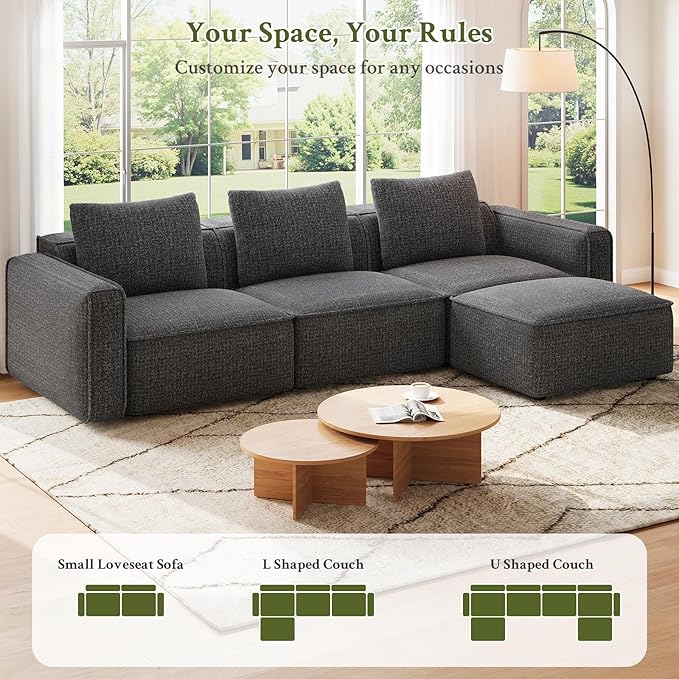 Welzona 103" Modular Sectional Sofa, Minimalist Comfy Cloud Couch Sectional