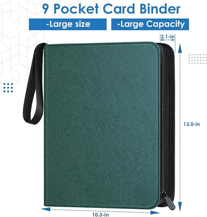 Homthy 900 Pockets Card Binder, Trading Card 9 Pocket Durable Card Holder Album, Baseball Card Protectors for Yugioh, MTC,TCG, Game Cards, Sports Cards (Cyan)