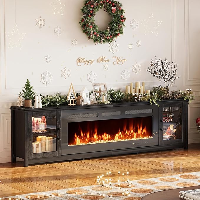 MXV 80" Fireplace TV Stand, Modern Entertainment Center