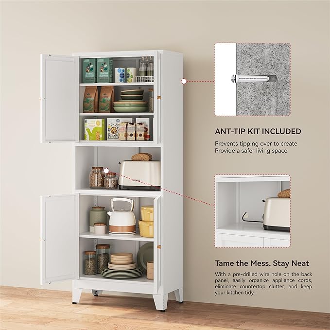 YAUWOH 69" Tall Metal Pantry Cabinet