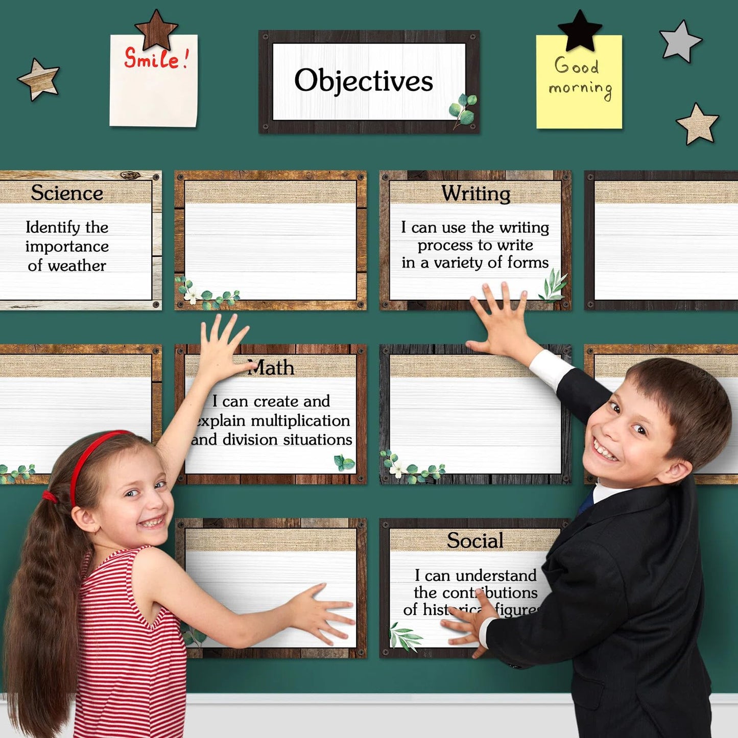 Trandraft 16 Pcs Magnetic Write Wipe Organization Chart Classroom Dry Erase Labels Learning Objectives Board for Whiteboard Goals Targets Classroom Teaching Supplies(Farmhouse)