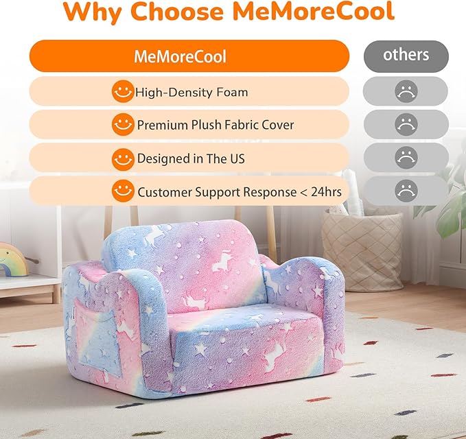 MeMoreCool Glowing Rainbow Unicorn Kids Chair