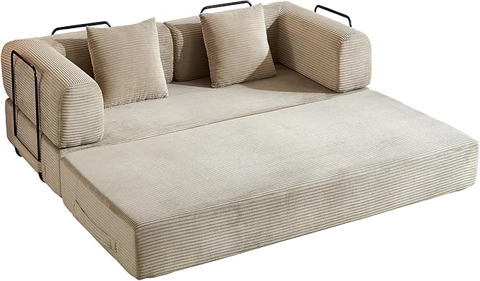 ZEIINPA Corduroy Floor Sofa Bed, Convertible Folding Couch Bed