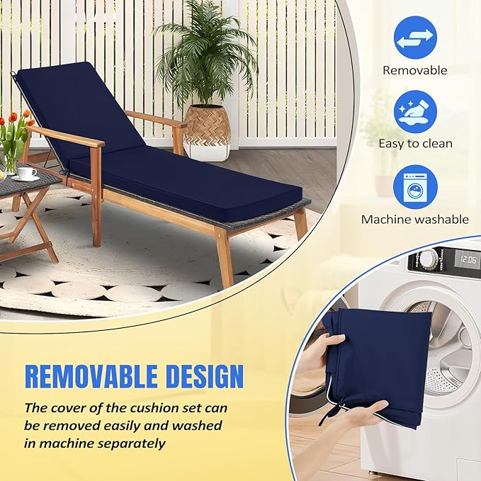 Basic Beyond Chaise Lounge Cushions Outdoor, 3-Layer Waterproof Outdoor