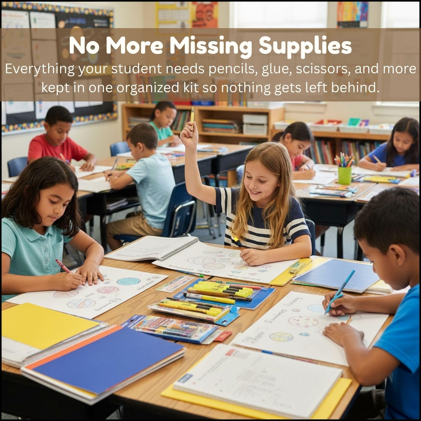OMURA Learning Elementary School Supplies Kit – 85-Piece Back to School Supplies, School Supply Kit Elementary for Grades 3–5 | Notebooks, Pencils, Crayons, Markers, Glue & Student School Supplies