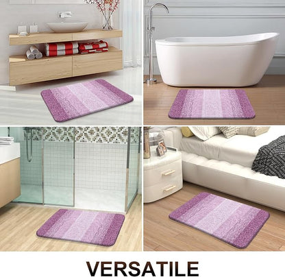 OLANLY Bathroom Runner Rugs Mat 47x20, Extra Soft Absorbent Microfiber Bath Rugs, Rubber Backing, Quick Dry, Long Bath Mats for Bathroom, Tub and Shower, Home Decor Accessories, Pinkish-Purple