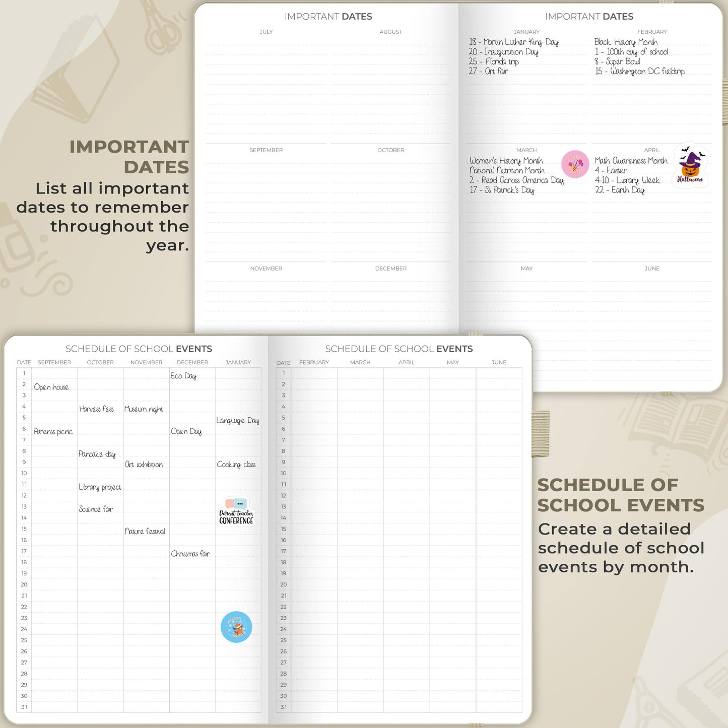 Clever Fox Teacher Planner – School Year Planner with Calendars & Lesson Plans – Teacher Plan Book for Classroom & Homeschool Organization - Undated, 7x10″, Hardcover (Foggy Alps)
