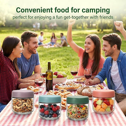 12Pack 10oz Overnight Oats Containers with Lids, Glass jars with Airtight Lids, Glear Food Storage Containers, Mason Salad jars for Yogurt Snacks Pudding Spice Sugar