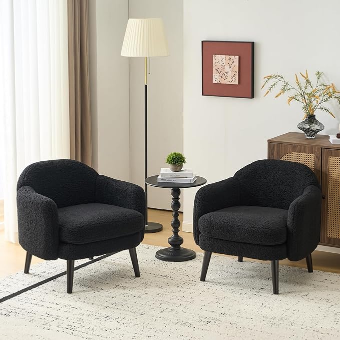 VINGLI 30.3" Wide Modern Barrel Accent Armchairs Set of 2