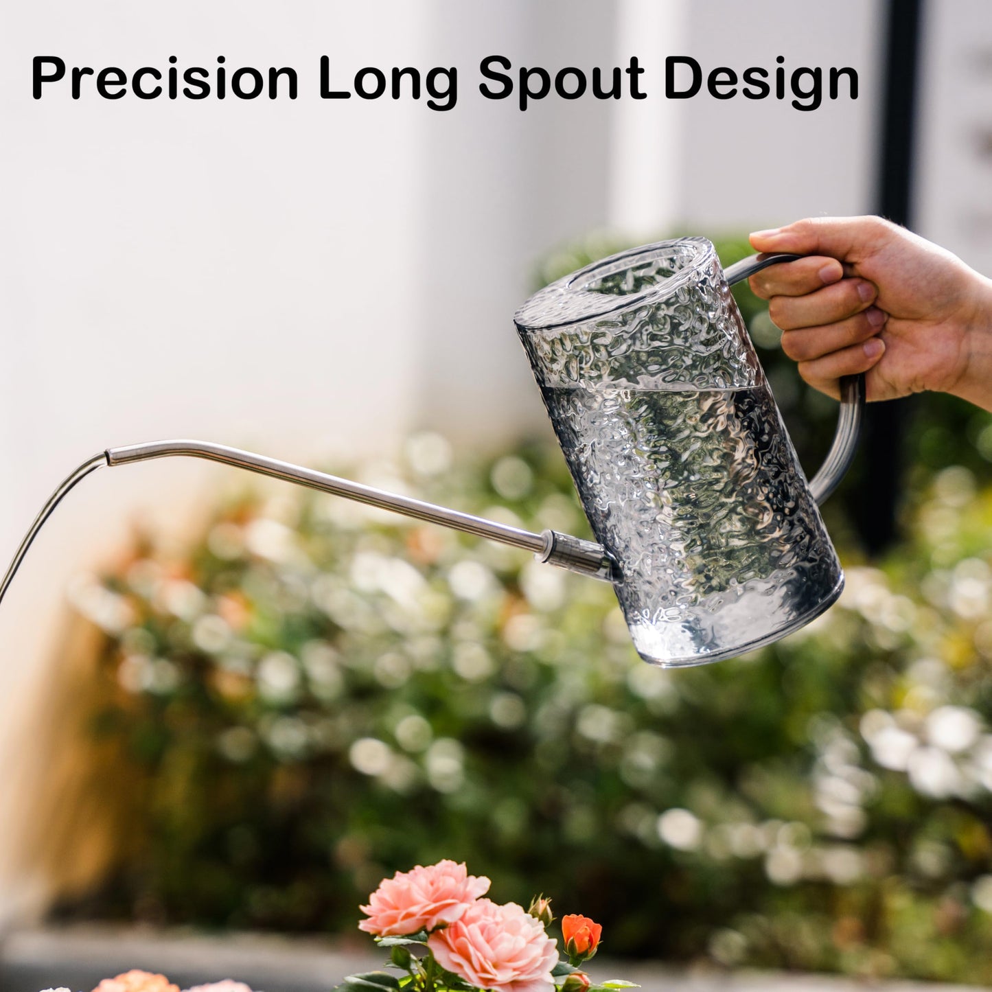 Small Watering Can Indoor Plants with 2 Spray Modes - 34oz Lightweight Plastic, Long Reach Spout & Bonus Shower Head for Indoor/Outdoor Plants
