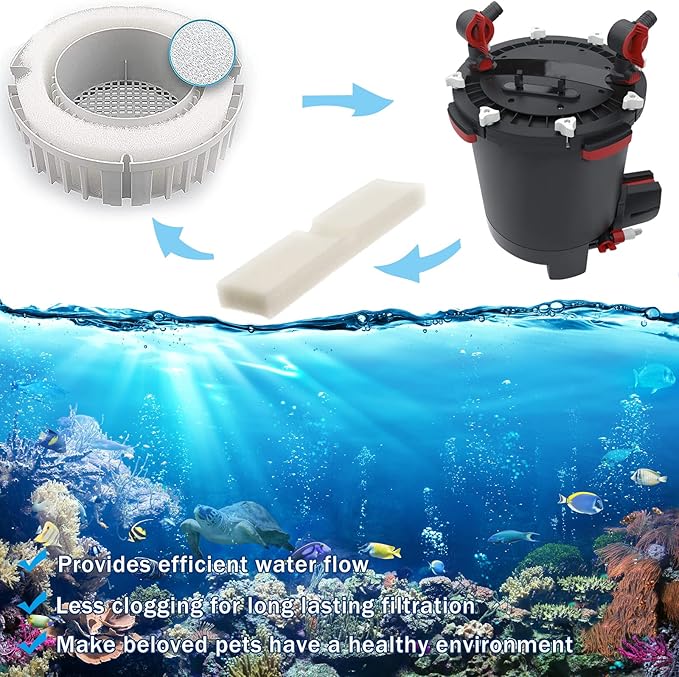 Podoy Fx4 Foam Filter Pads Replacement Compatible with Fluval FX5 / FX6 Canister Filter, Aquarium Bio Sponge Foam Filter Pads (12 Packs)