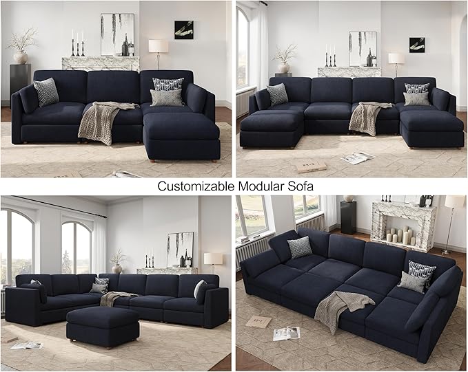 Oversized 2 Seater Modular Sectional Sofa, Solid Wood Frame Sofa, Removable