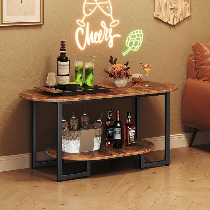 HOOBRO Coffee Table for Living Room, Oval Small Coffee Table