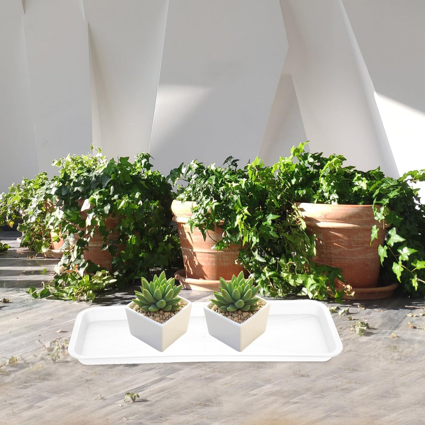 FAVOMOTO 10 Pack Plastic Rectangular Plant Drip Trays, Indoors Heavy Duty Sturdy Plant Saucer for Flower Pot Planter Windowsill Pot Seed Starting Growing Trays