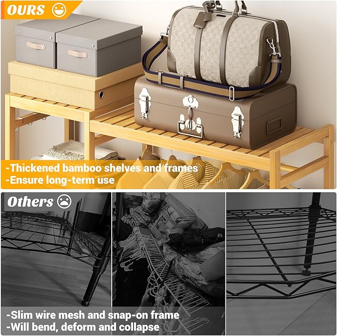 Homykic Bamboo Clothes Rack Garment Rack