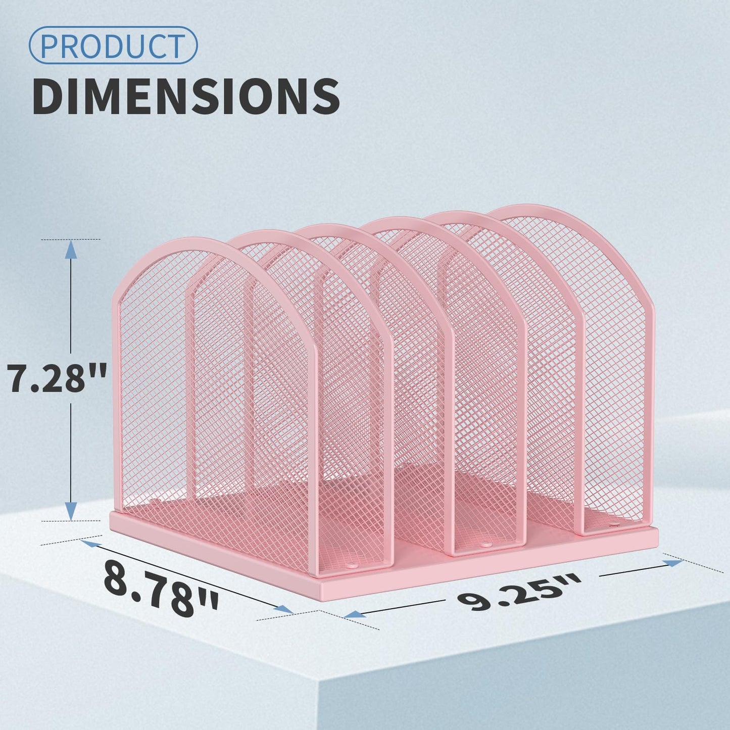 Gawerk 5-Section Vertical Desktop Organizer, 5-Section Mesh File Folder Stand Sorter for Office Home Classroom Organization (1, Pink)
