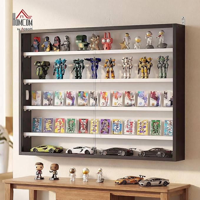 HOMCOM 5-Tier Display Cabinet, Glass Door Cabinet