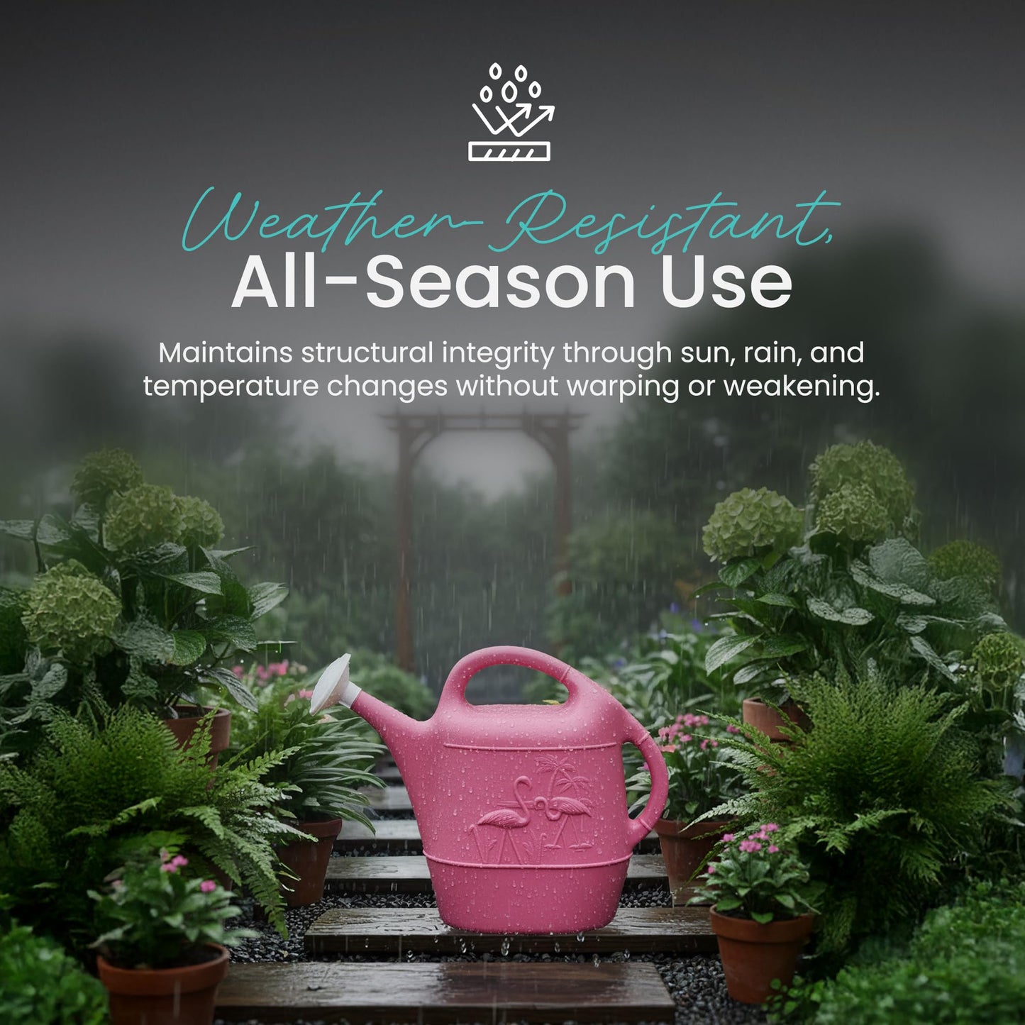 Union Products Watering Can, Flamingo 2 Gallon Plastic Gardening Water Jug with 2 Handles for Garden, Indoor Plants, and Outdoor Flower Pots, Pink