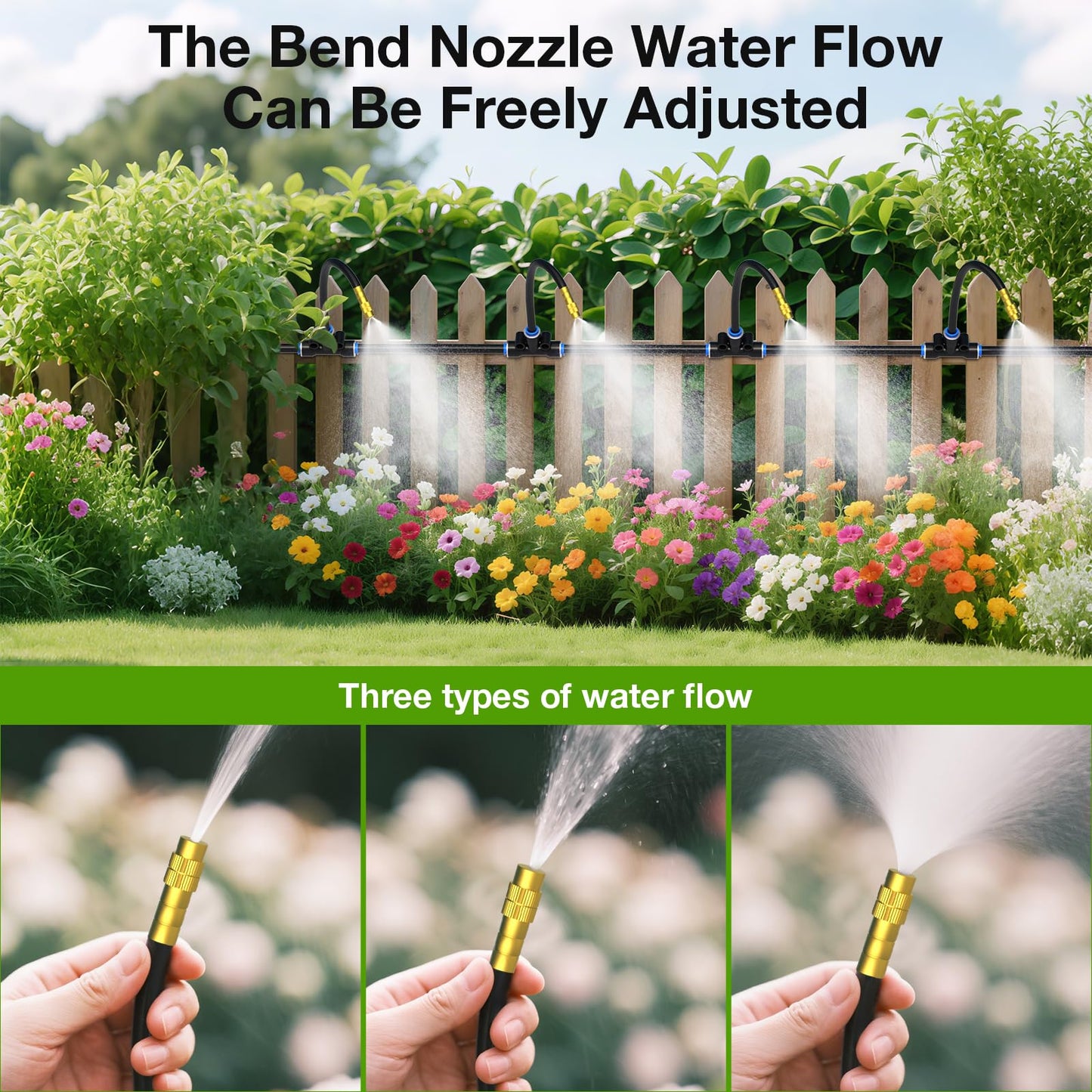 MIXC 200Ft 1/4" Drip Irrigation System,2026-Upgrade Garden Irrigation Kit with 32pcs Adjustable Copper Nozzles, Atomizing Watering System for Outdoor Plants,Raised Bed,Yard,Potted Plant,Lawn