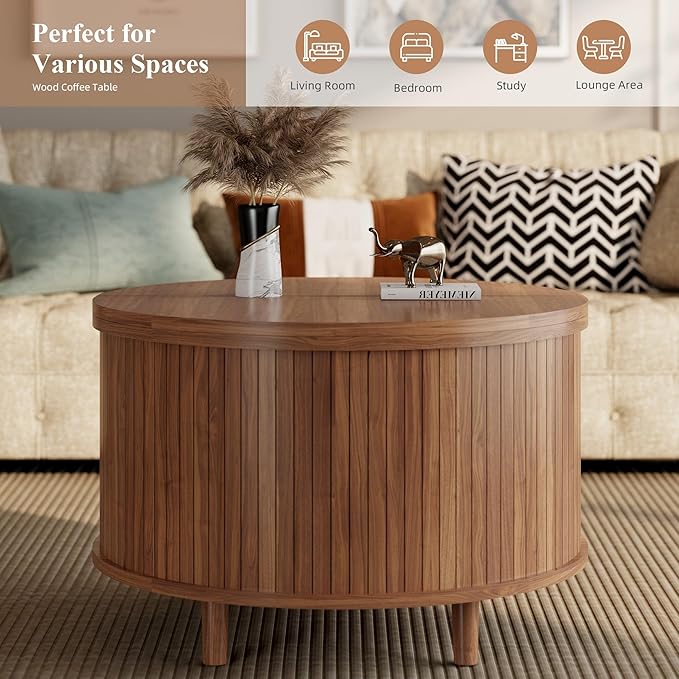 Easyego 31.5" Fluted Round Coffee Table