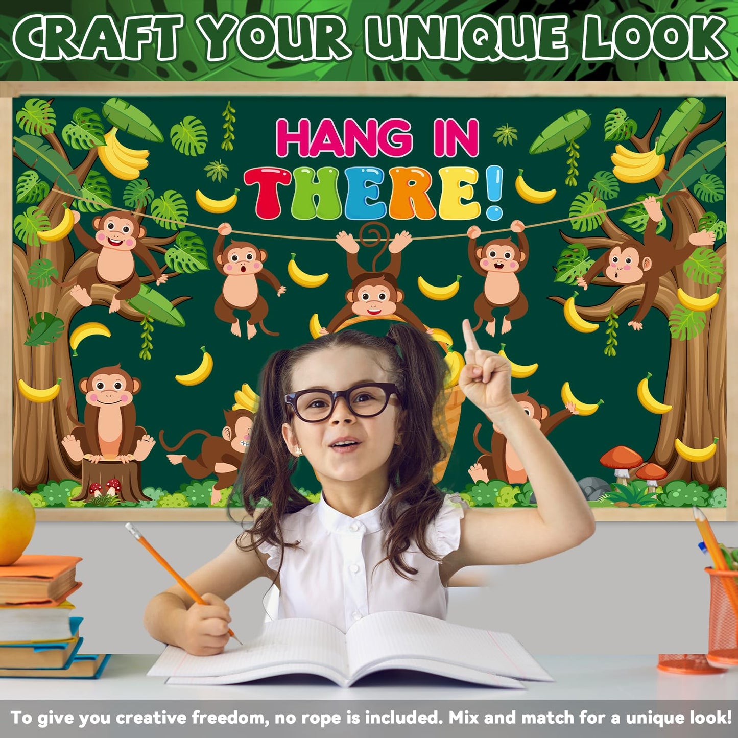 gisgfim End of The Year Bulletin Board Set Countdown to Summer Classroom Decorations Summer Bulletin Board Kit Safari Jungle Monkey Paper Cutouts for School Classroom Home Office Wall Decor Supply