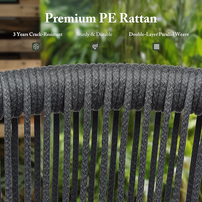 PURPLE LEAF Patio Dining Chair Set Modern Wicker Outdoor Furniture Seating