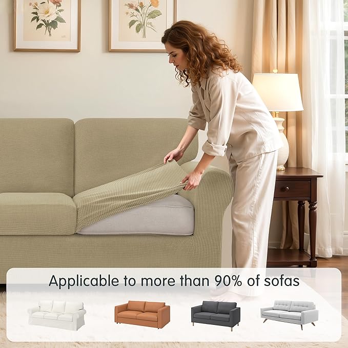SUBRTEX 7 Pieces Stretch Sofa Slipcover Sets Couch Cover Sets Backrest Cushion