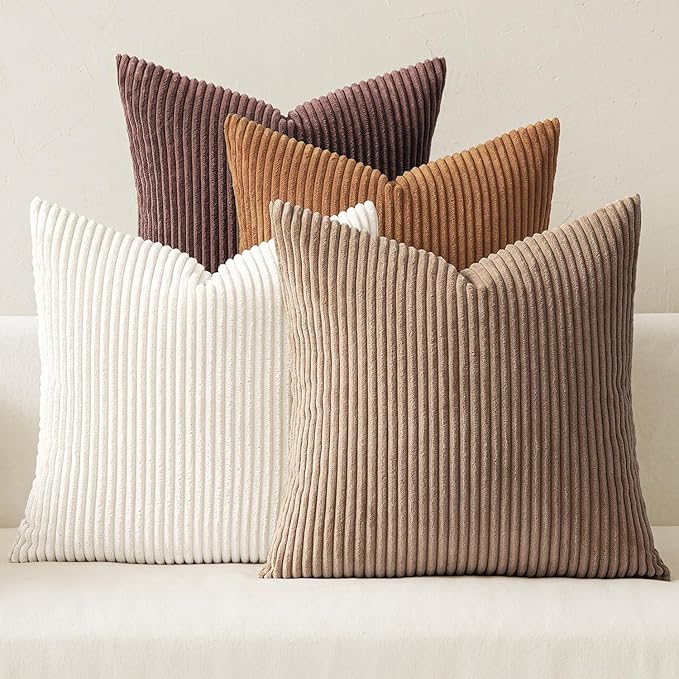 MIULEE Boho Farmhouse Throw Pillow Covers 20x20 Inch Set of 4 Rustic Mordern