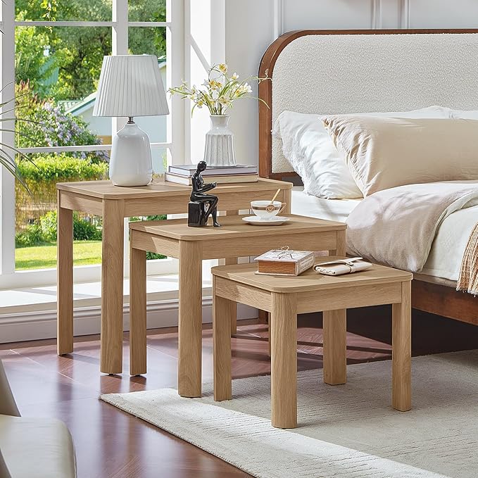 Joaxswe Farmhouse Nesting Tables Set of 3, Nesting Side Tables