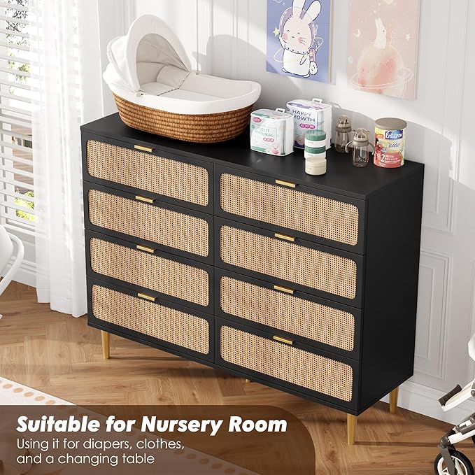 GarveeHome Rattan 8 Drawer Dressers