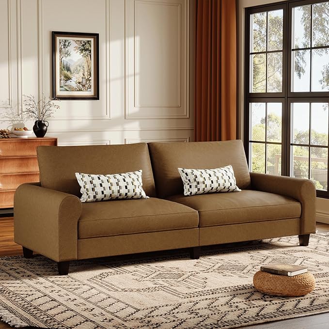 EASE MOOSE 88.5" Large Seat Faux Leather Loveseat Sofa, Waterproof and