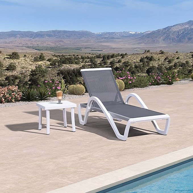 PURPLE LEAF Patio Chaise Lounge Chair Set Outside Aluminum Plastic Stackable