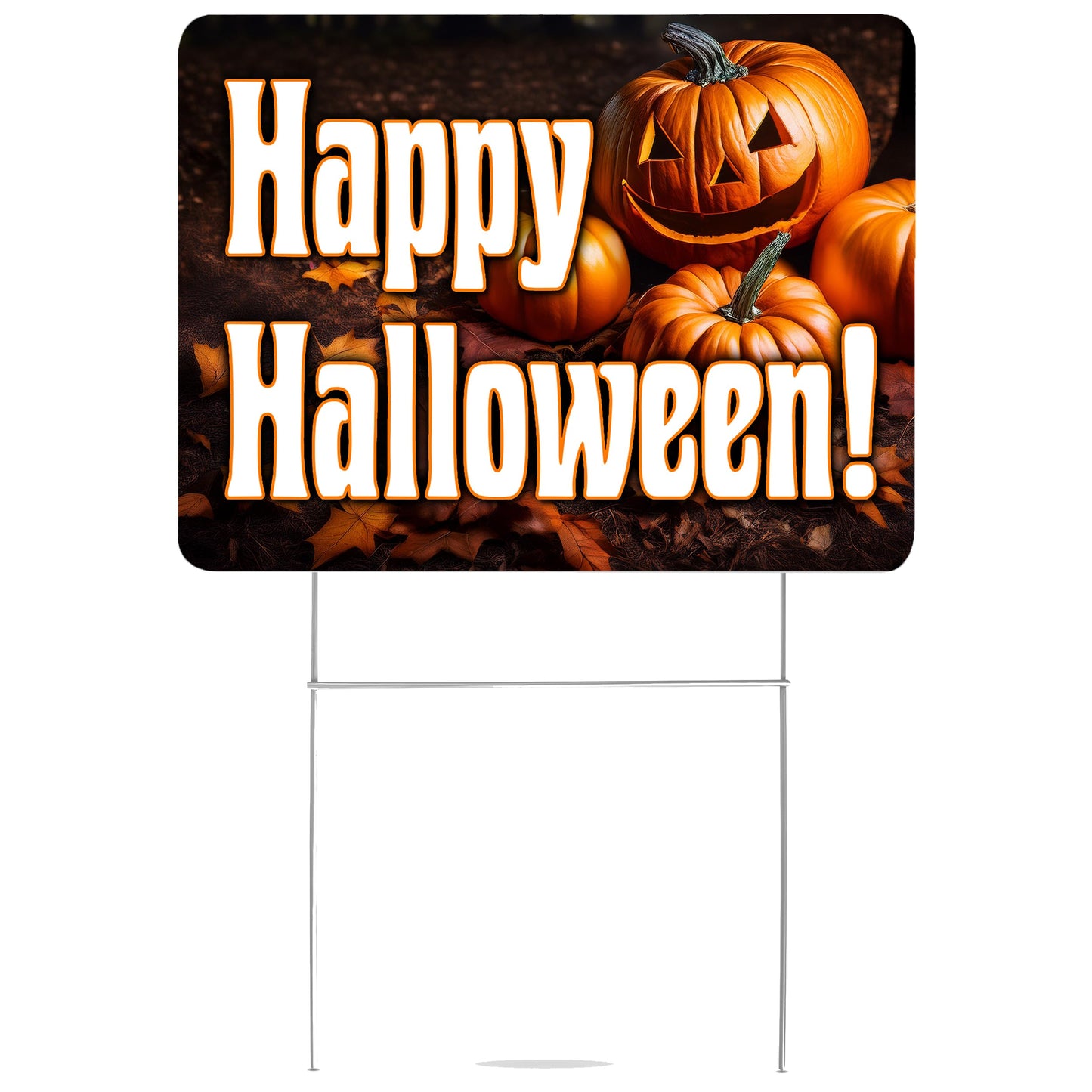 Large Happy Halloween Yard Sign Home Outdoor Lawn Decoration With Stakes Full Moon Bats Scary Spooky Decor 17x13 Inch