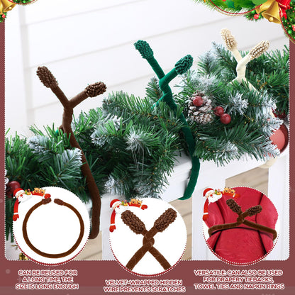 Zhengmy 16 Pcs 25 Inches Christmas Velvet Garland Ties Christmas Decorative Twist Ties for Banister Stairway Railing Reusable Flexible Twist for Xmas Home Decor Holiday Craft Wrapping(Earth Tones)