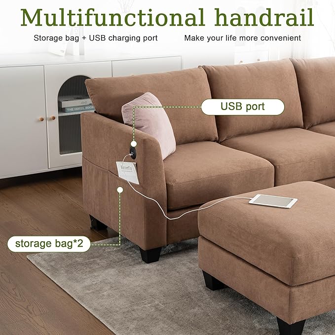 122.8" Large Sectional Couches for Living Room, 6 Seater L Shaped Modular