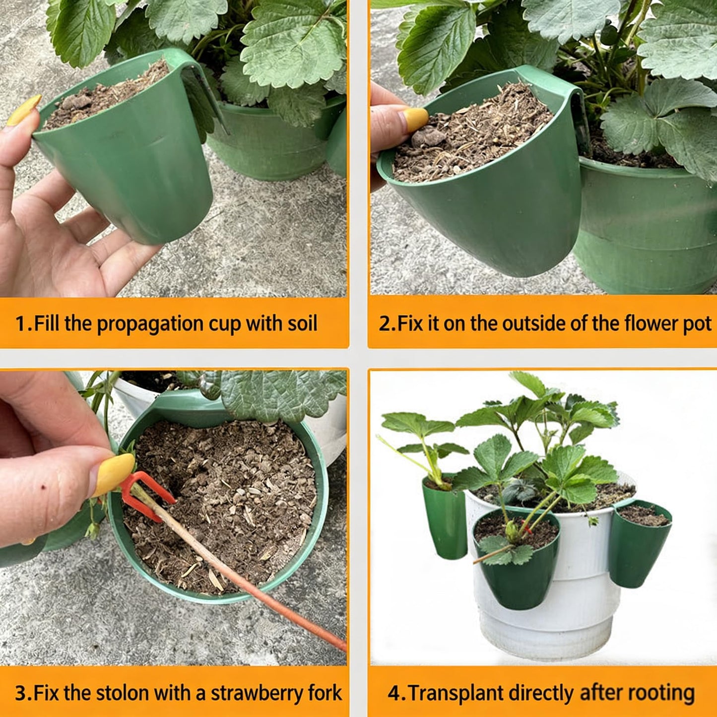 Kangnice Garden Trays Tool for Strawberry Runners Featuring Breathable Cups and Runner Forks to Enhancing Survival Rate and Growth Drainage Planting Cups
