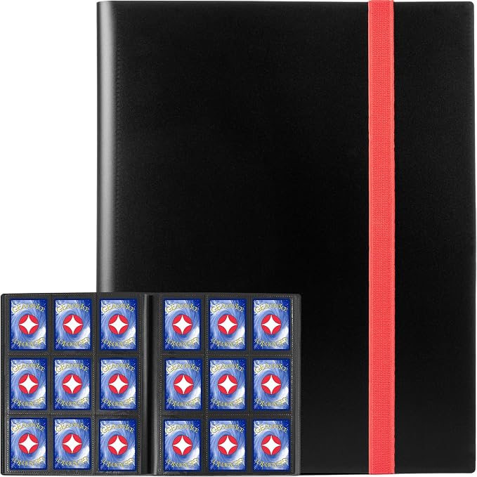 GEAoffice Card Binder, 9 Pockets Trading Card Album Folder, 360 Side Loading Pocket Binder for Sports&Game Cards, MTG and Other TCG, ATCs, Black