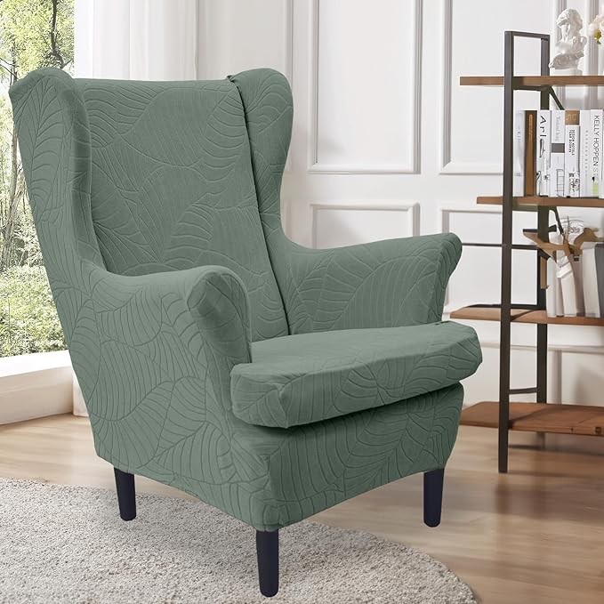 HAOYONG Waterproof Wing Chair Slipcovers Stretch Wingback Chair Covers 4 Pieces