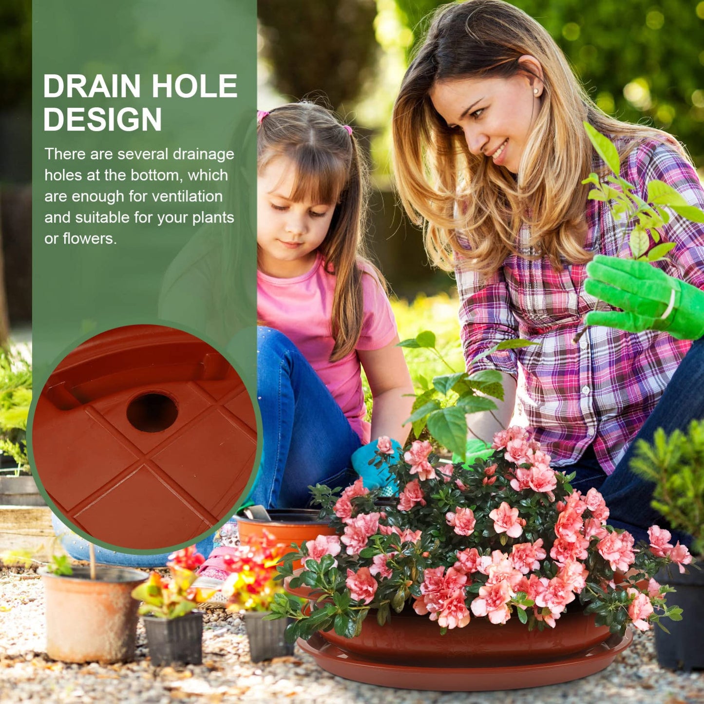 ERINGOGO Bonsai Training Pot with Drip Tray, 15 Plants Growing Plastic Oval Planter Drainage Holes, Large Low Flower for Nursery, Garden, Red, 15in, ADY92SCB3358Z136N