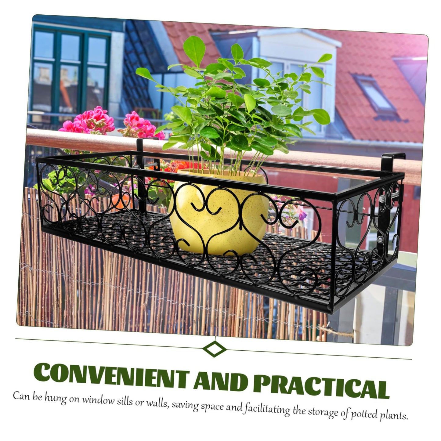 POPETPOP Hanging Window Plant Shelf Metal Flowerpot Rack Balcony Planters Railing Holder