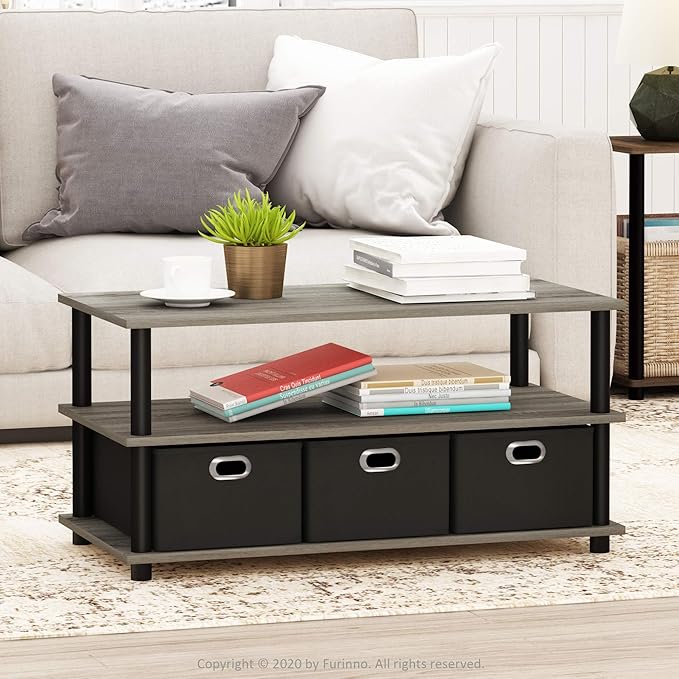 FURINNO Turn-N-Tube Coffee Table, 31.22D x 15.5W x 15.8H in, French Oak
