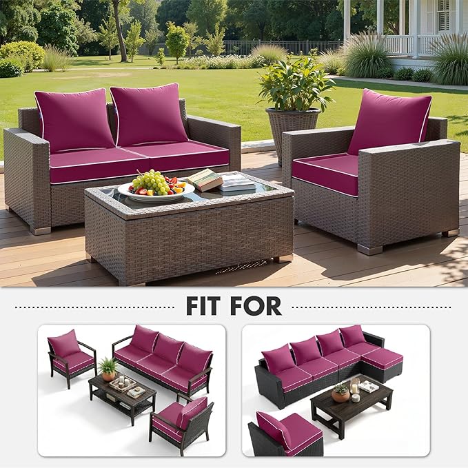 MIULEE Hot Pink Outdoor Seat Cushion 24x24 Inch Waterproof & 3 Year Fade
