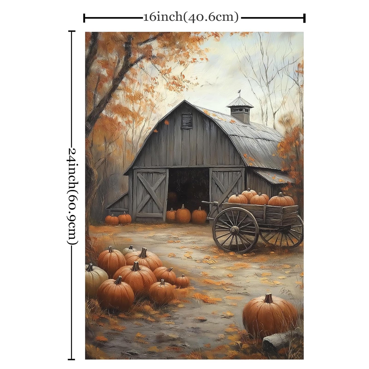 Pumpkin Wall Art Halloween Autumn Canvas Vintage Barn Wall Art Autumn Farmhouse Picture Fall Pumpkins Prints Vintage Halloween Poster Farmhouse Landscape Canvas 24x16inch Frameless