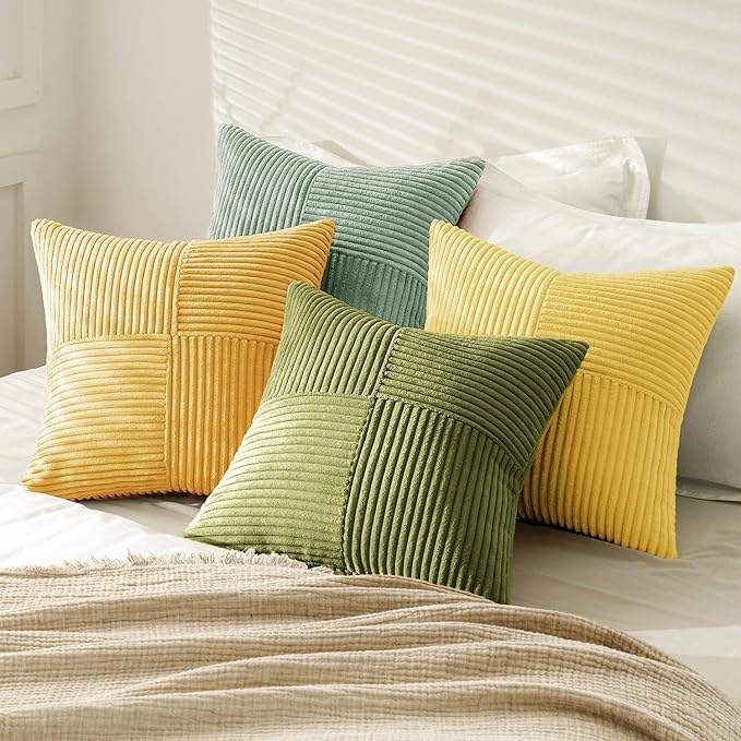MIULEE Boho Farmhouse Spring Decorative Throw Pillow Covers 20x20 Inch 4 Packs